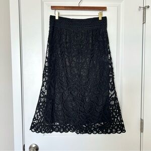 Adiva Lace Midi Skirt Black